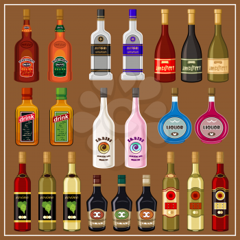 Set alcoholic beverages. vector