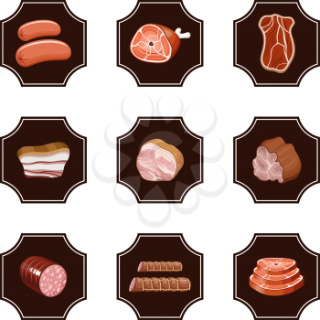 Set meat products. vector