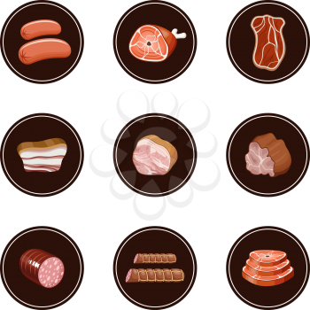 Set meat products. vector 