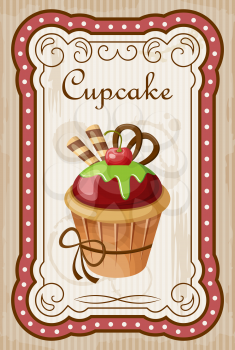 Picture of a vintage poster with a cupcake.