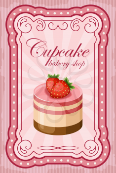 Picture of a vintage poster with a cupcake. vector illustration
