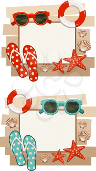 Summer frame with beach symbols. Vector illustration