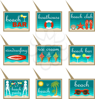 Set of beach map pointers. vector 