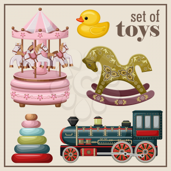 Set of vintage toys. Vector illustration