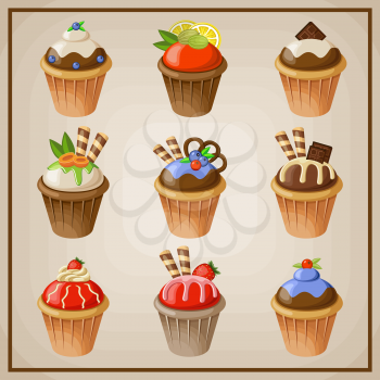 Set of cupcakes. Vector illustration