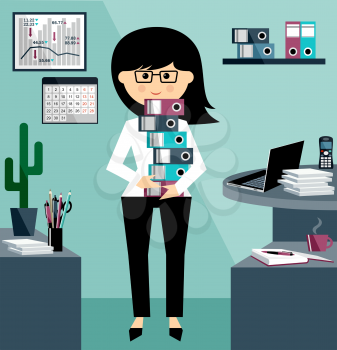 Office life. Business Woman in the style flat design