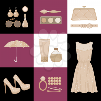 Fashion set in a style flat design.Vector illustration