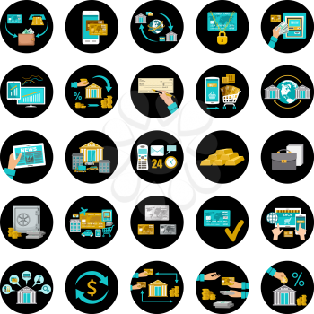 Seth banking icons, containing illustrations of the banking operations. Vector illustration