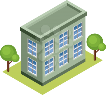 Image isometric house, 3D, vector illustration.