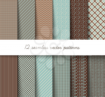 Twelve seamless vector geometric pattern