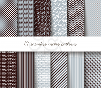 Twelve seamless vector geometric patterns