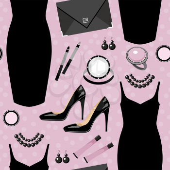 Seamless fashion pattern. Pink and grey colors. vector