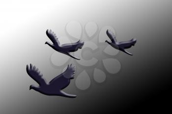 Royalty Free Clipart Image of Three Doves