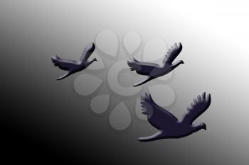Royalty Free Clipart Image of Three Doves