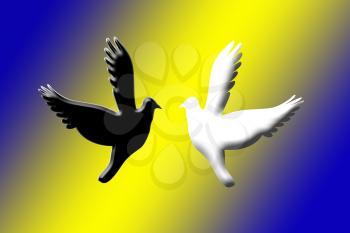 Royalty Free Clipart Image of Two Doves