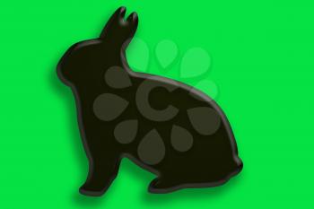 Royalty Free Clipart Image of a Rabbit on a Green Background