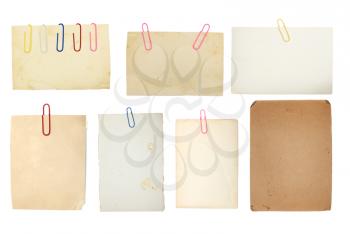 set of vintage paper notes isolated on white background 