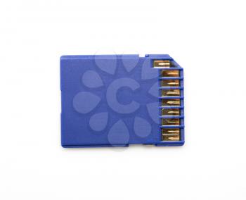 Blue SD memory card isolated on white 