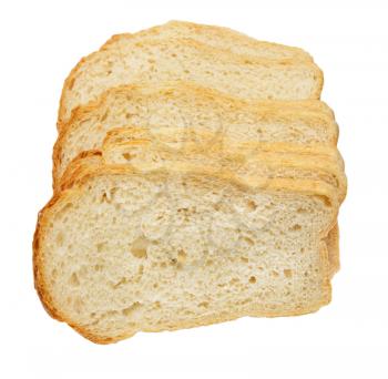 Slices of bread on white background 