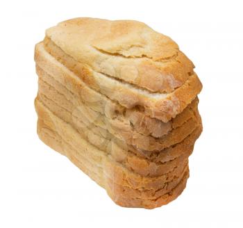 Slices of bread on white background 