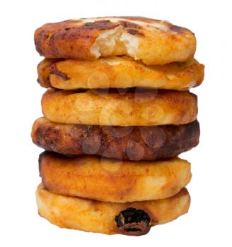 Pancakes stack on white background 