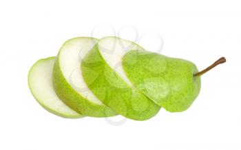 sliced ​​pear isolated on white background