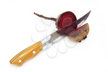 beets sliced ​​with a knife