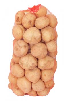 isolated sack of potatoes on white 