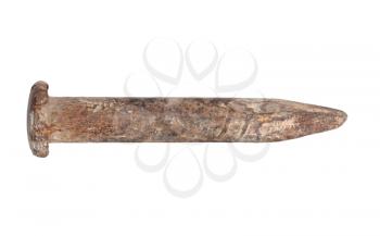 Old rusty nail on a white background 