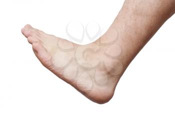 Men's foot on a white background