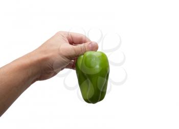 green bell pepper in hand