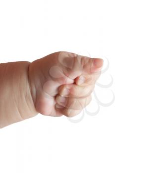 hand the baby over white background