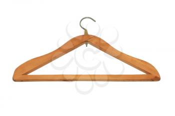 wooden hanger isolated on a white background 