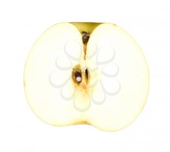 Yellow apple sliced isolated on white 