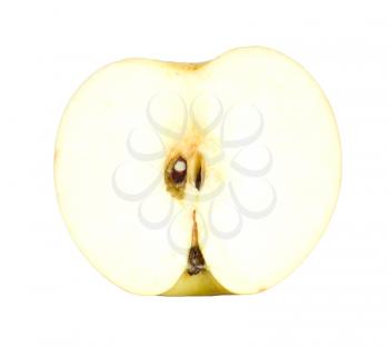 Yellow apple sliced isolated on white 