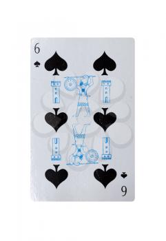 six of clubs vintage playing card 