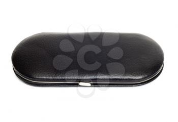 Leather manicure case isolated on white. 