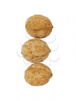 three circassian walnuts isolated on white 