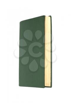 Green books on white background isolated 