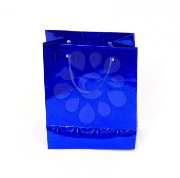 blue gift wrapping with handles 