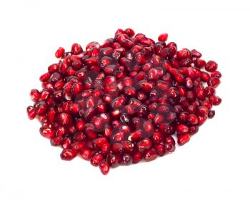 Extreme close up background of a red juicy ripe pomegranate fruit seeds 