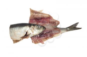 Salted herring isolated on the white background 