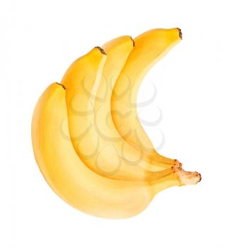 Four fresh bananas on white background
