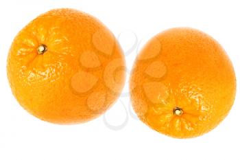 Two oranges were insulated on white background