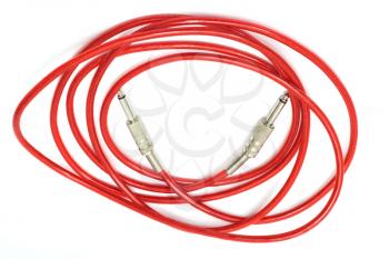 Electric guitar patch cable isolated on white 