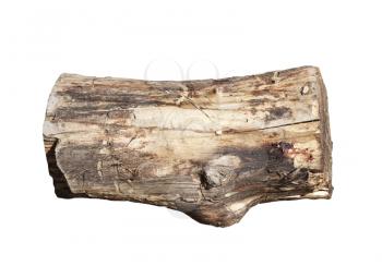 log on white, shallow depth of field 