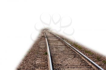 railroad extending to the white background
