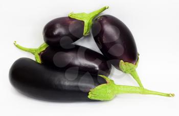 Eggplants on white with clipping path 