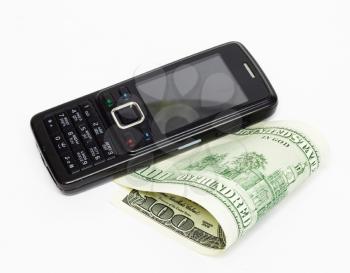 Mobile phone and dollar bank notes