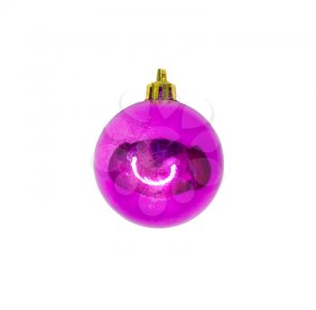 Pink dull christmas ball on white background 